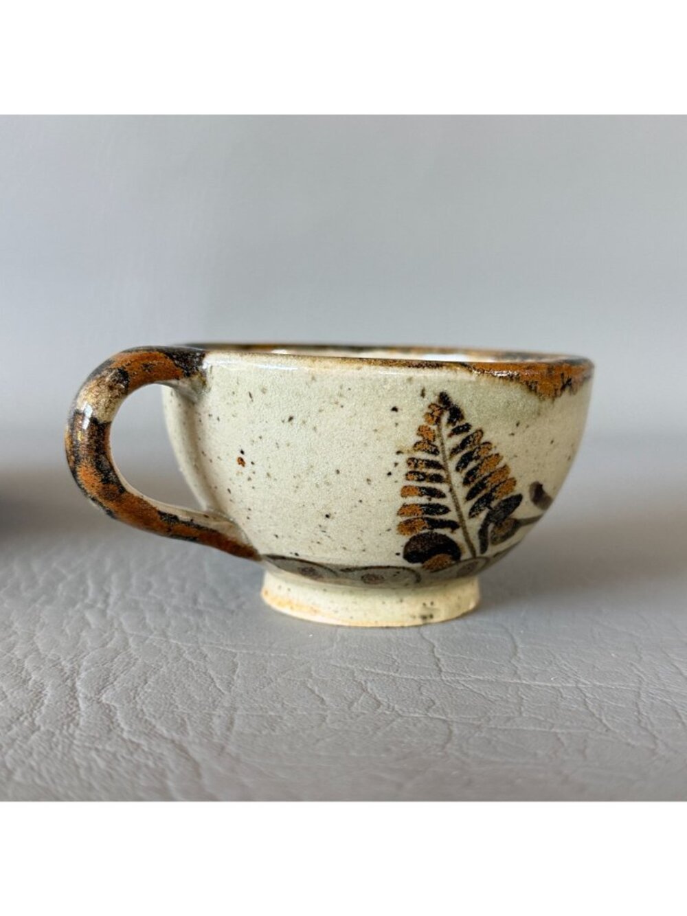 Vintage Tonala Mexico Studio Pottery Cup Saucer Set Signed S Lucas Bird 5.5" - Picture 10 of 16